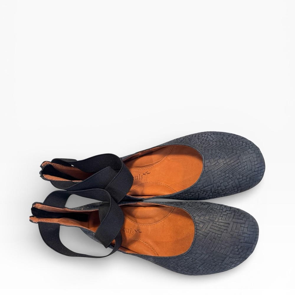 New Gentle Souls woven zip flats with ankle straps, blue + black, 8.5 - Picture 5 of 5